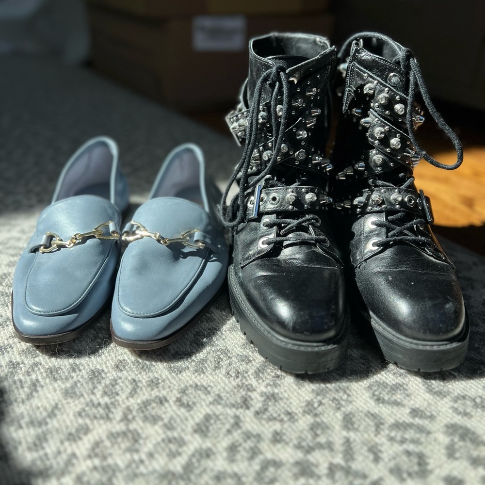 Two pairs of ZARA shoes—loafer and moto boot 7